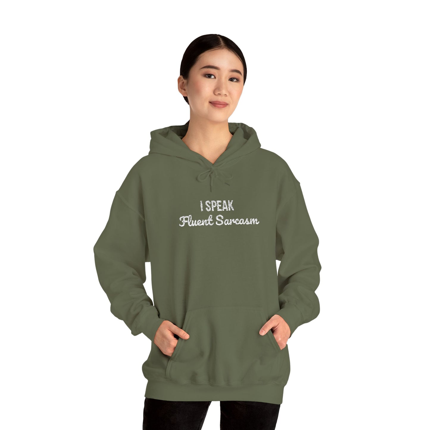 I Speak Fluent Sarcasm Embroidered Hoodie | Funny Graphic Pullover | Unisex Cotton Blend Hooded Sweatshirt