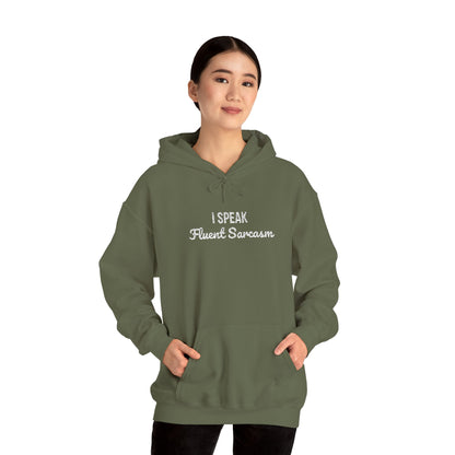 I Speak Fluent Sarcasm Embroidered Hoodie | Funny Graphic Pullover | Unisex Cotton Blend Hooded Sweatshirt