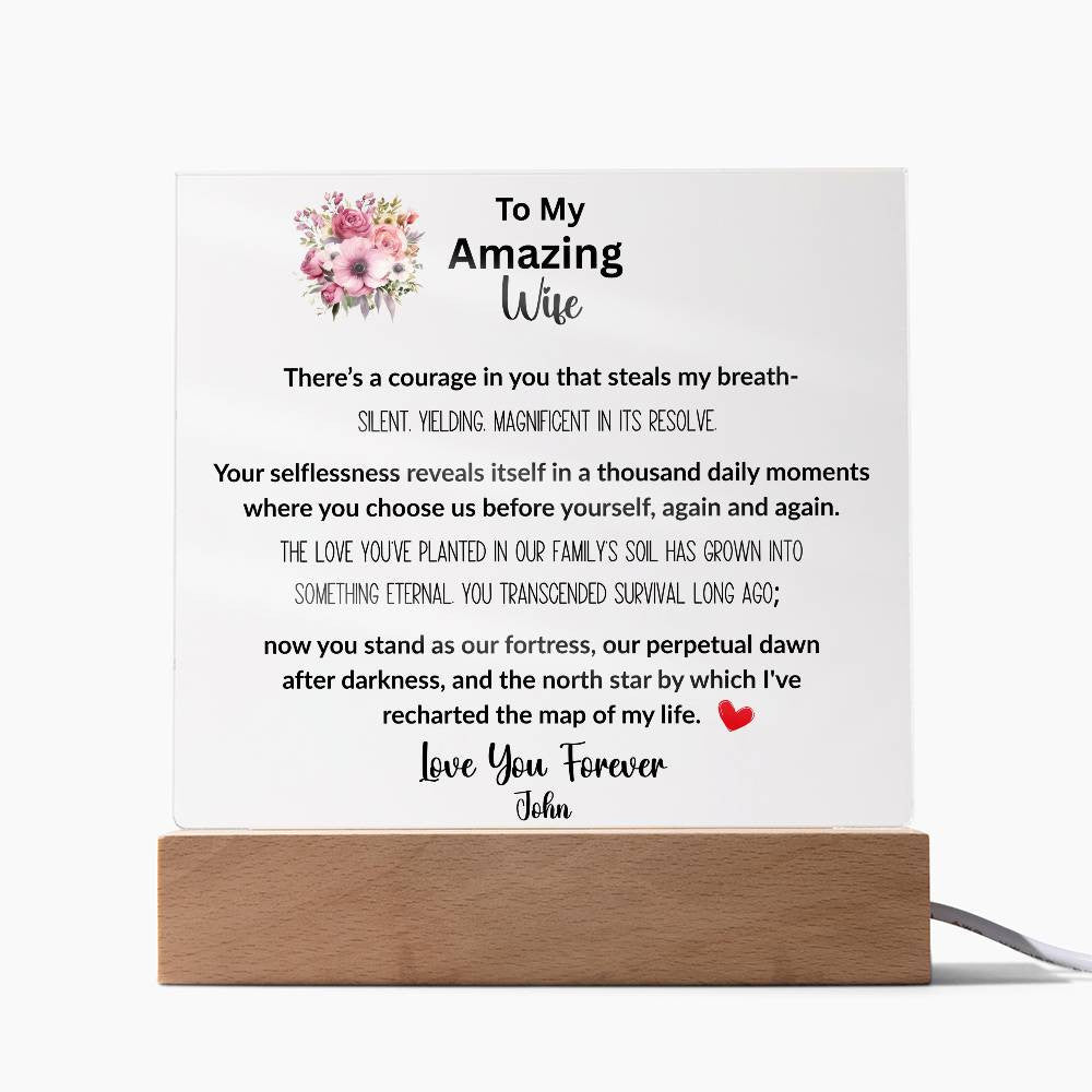 To My Amazing Wife - LED Acrylic Plaque with Heartfelt Message