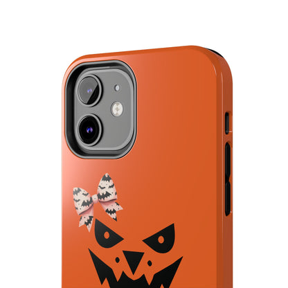 Pumpkin with Bat Bow Tough Phone Cases