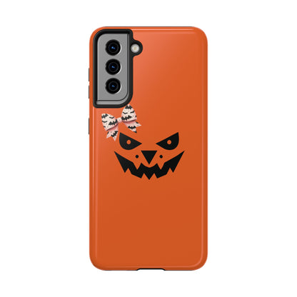 Pumpkin with Bat Bow Tough Phone Cases