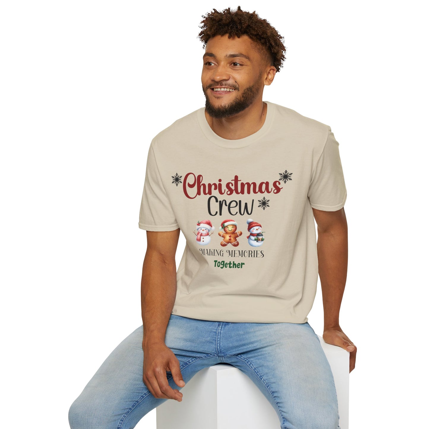 Christmas Crew Snowmen and Gingerbread Kid Unisex Soft-Style T-Shirt – Perfect Holiday Season Tee