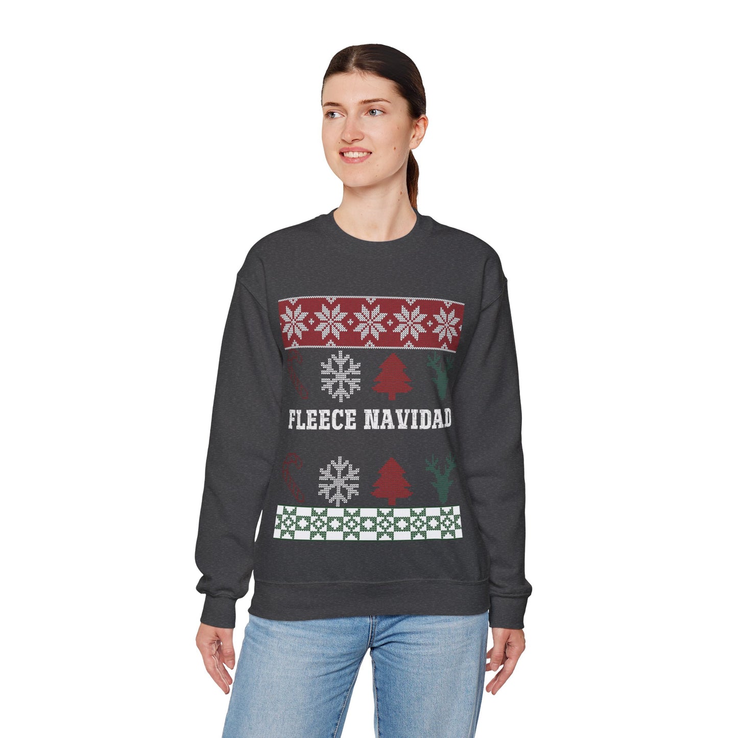 Fleece Navidad Ugly Christmas Sweatshirt Heavy Blend™ Crewneck Sweatshirt