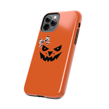 Pumpkin with Bat Bow Tough Phone Cases