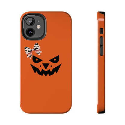 Pumpkin with Bat Bow Tough Phone Cases