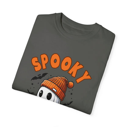 Spooky Ghost with Drink and Pumpkin Garment-Dyed T-shirt