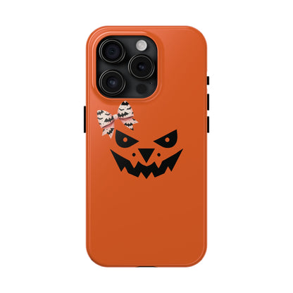 Pumpkin with Bat Bow Tough Phone Cases