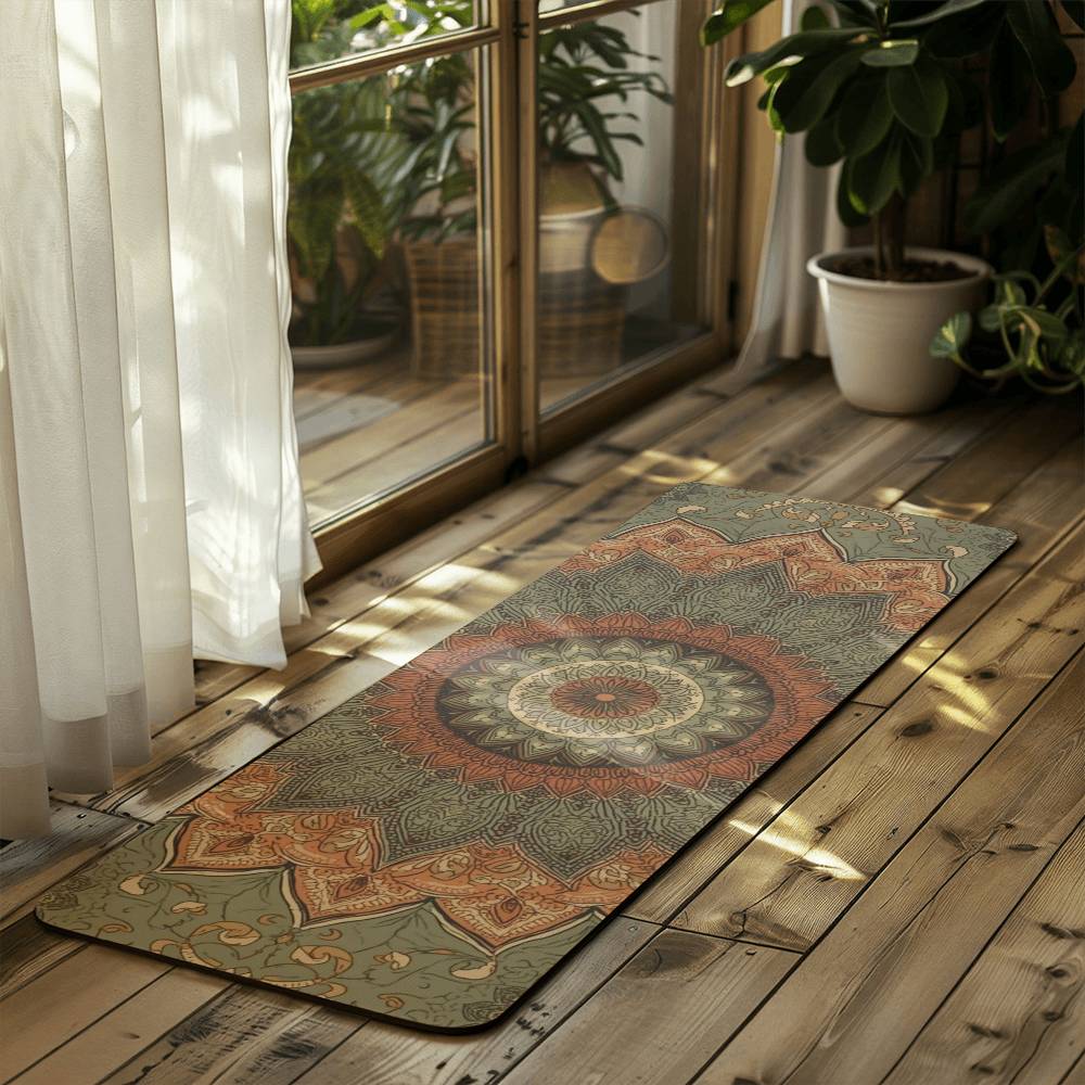 Mandala Rubber Yoga Mat | Non-Slip Suede Yoga Mat for Balance, Comfort; Home Practice