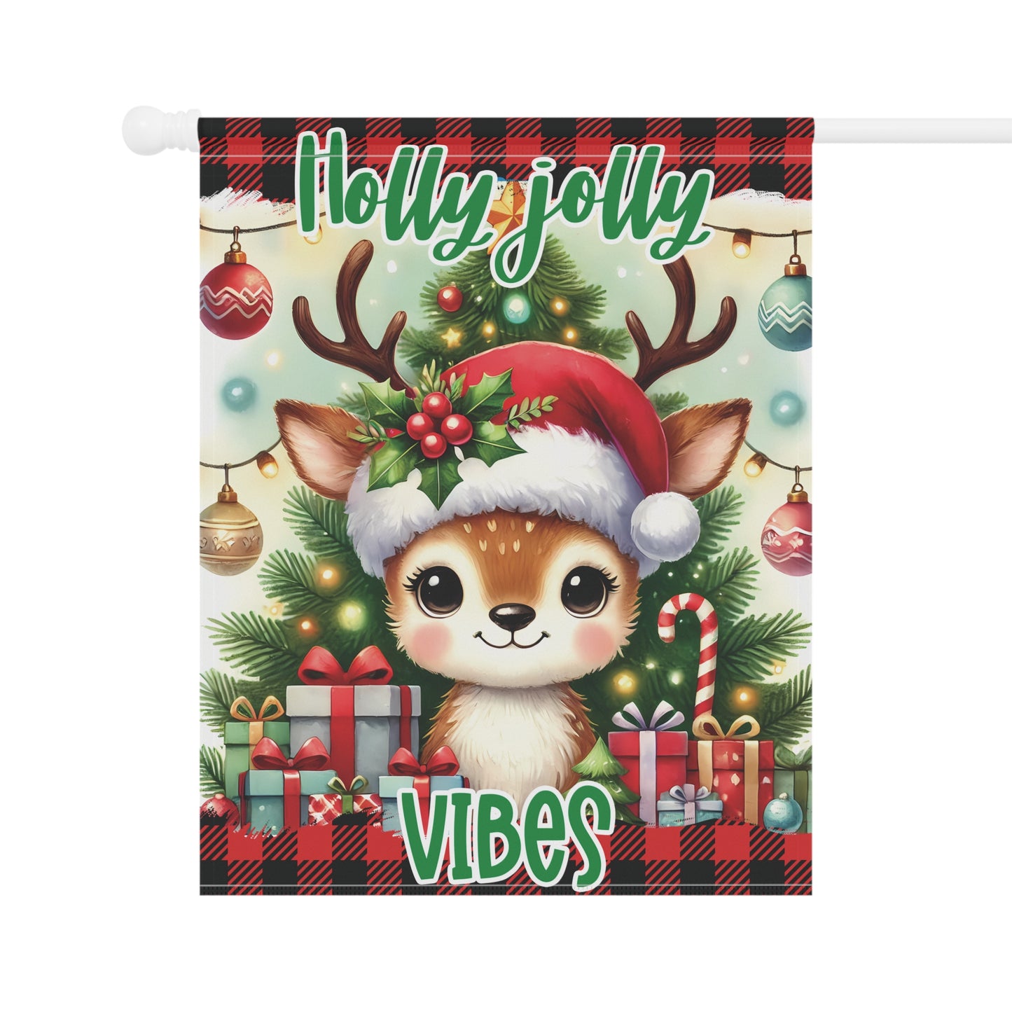 House Banner Christmas Deer Flag - Holly Jolly Vibes