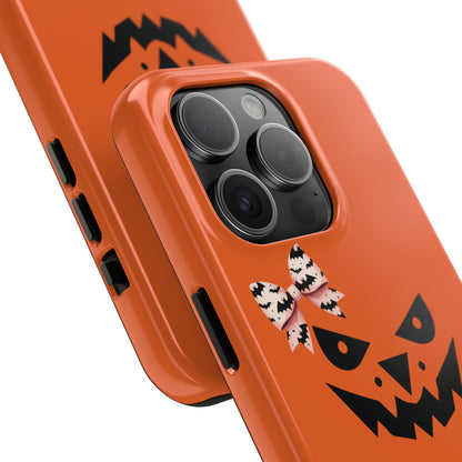 Pumpkin with Bat Bow Tough Phone Cases