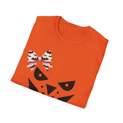 Jack O' Lantern with a Bat Bow Softstyle T-Shirt