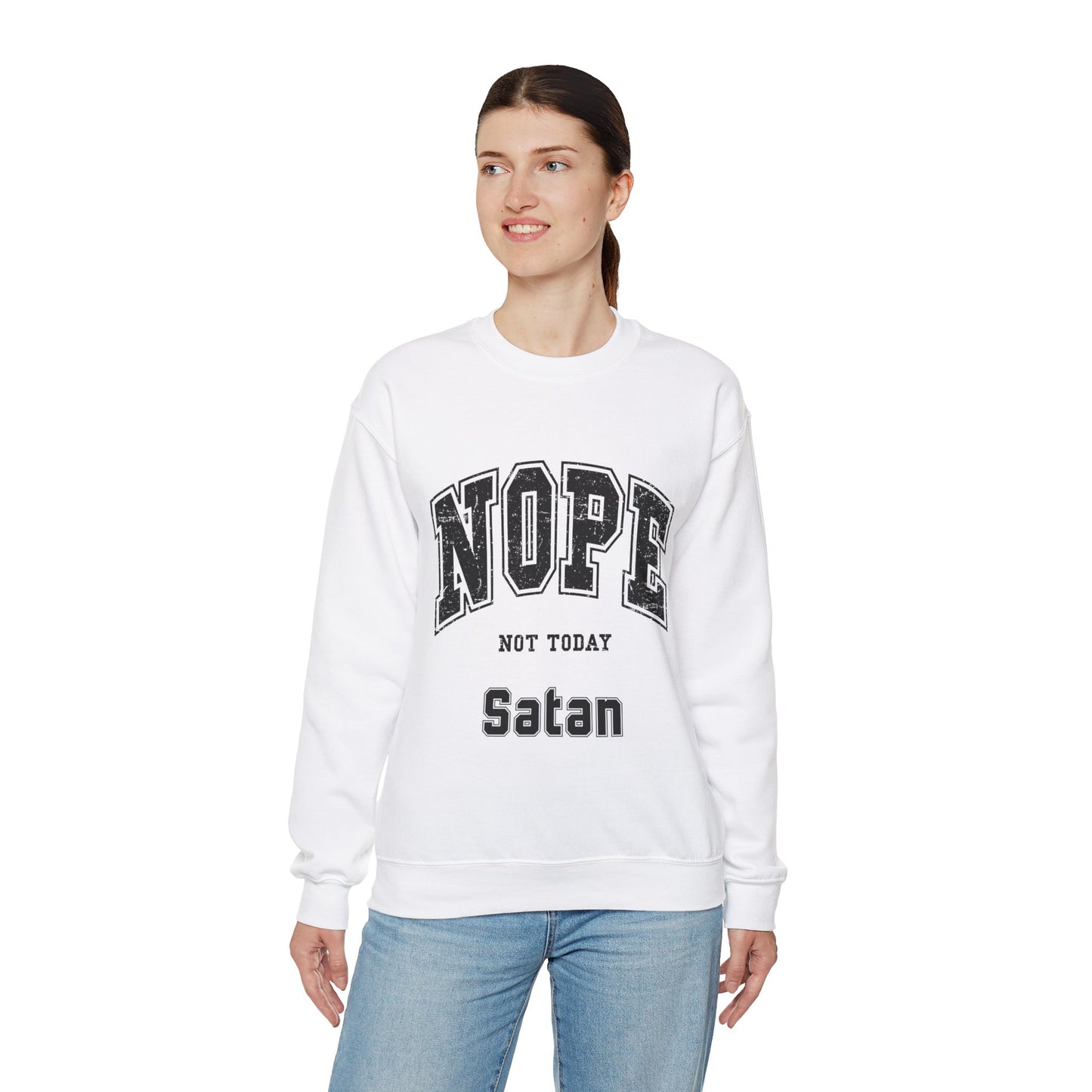 Nope Not Today Satan Unisex Heavy Blend™ Crewneck Sweatshirt