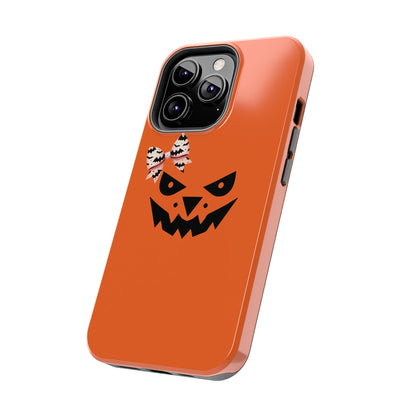 Pumpkin with Bat Bow Tough Phone Cases