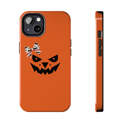 Pumpkin with Bat Bow Tough Phone Cases