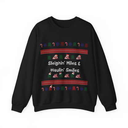 Sleighin' Miles Crewneck Sweatshirt, Christmas Sweatshirt, Holiday Apparel, Unisex Warm Sweater, Fun Winter Gift, Cozy Casual Wear