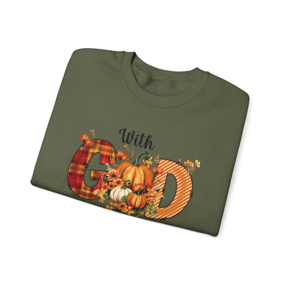 Pumpkin Sweatshirt for Fall with Inspirational Saying