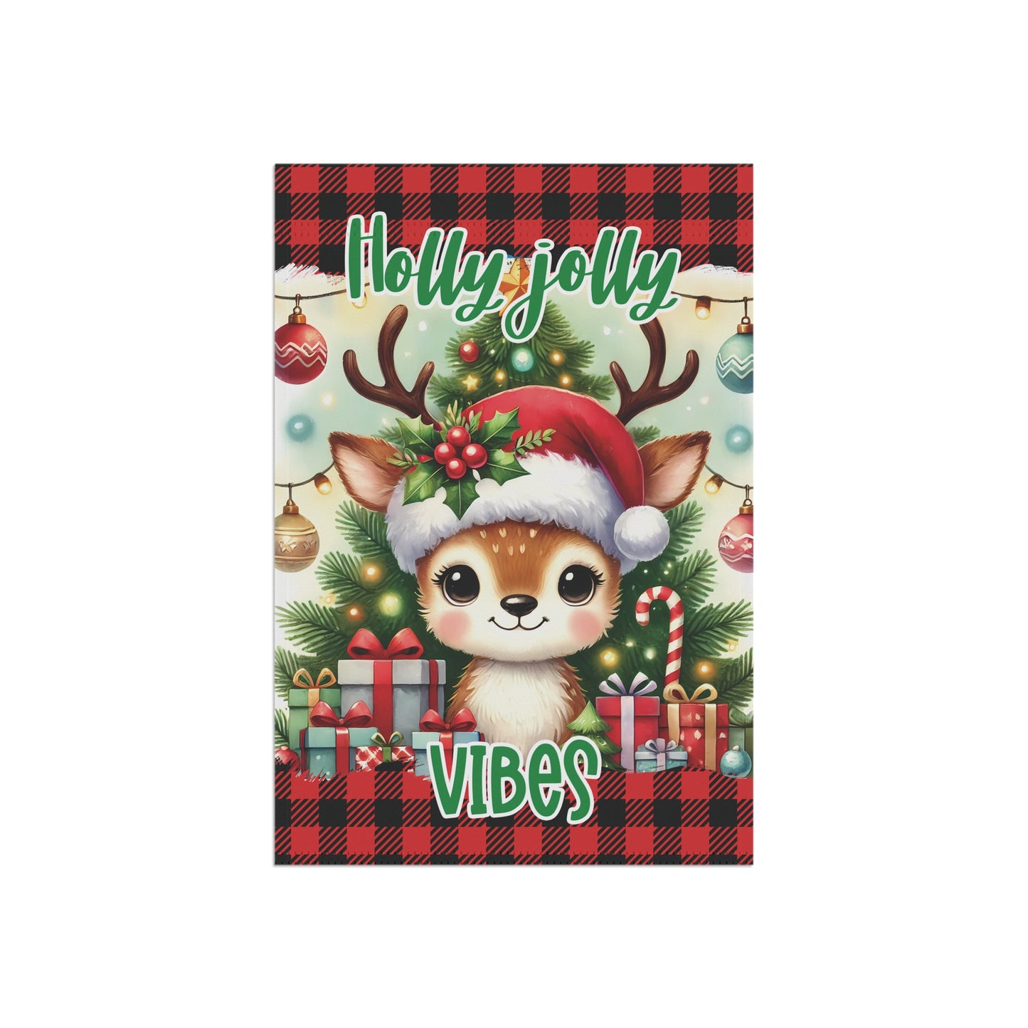 House Banner Christmas Deer Flag - Holly Jolly Vibes