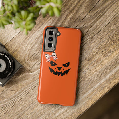 Pumpkin with Bat Bow Tough Phone Cases