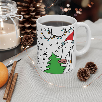 Christmas Cow Mug – "Coffee with Milk For Cozy Christmas Week" – Perfect Gift for Coffee Lovers! Microwave & Dishwasher Saf