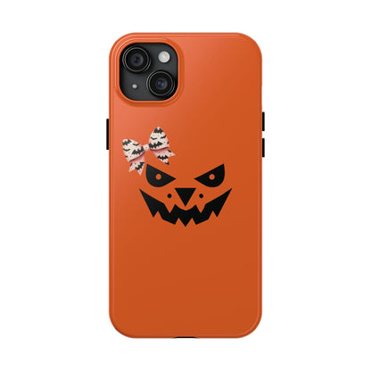 Pumpkin with Bat Bow Tough Phone Cases