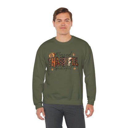 Blessed Thankful Grateful  Heavy Blend™ Crewneck Sweatshirt