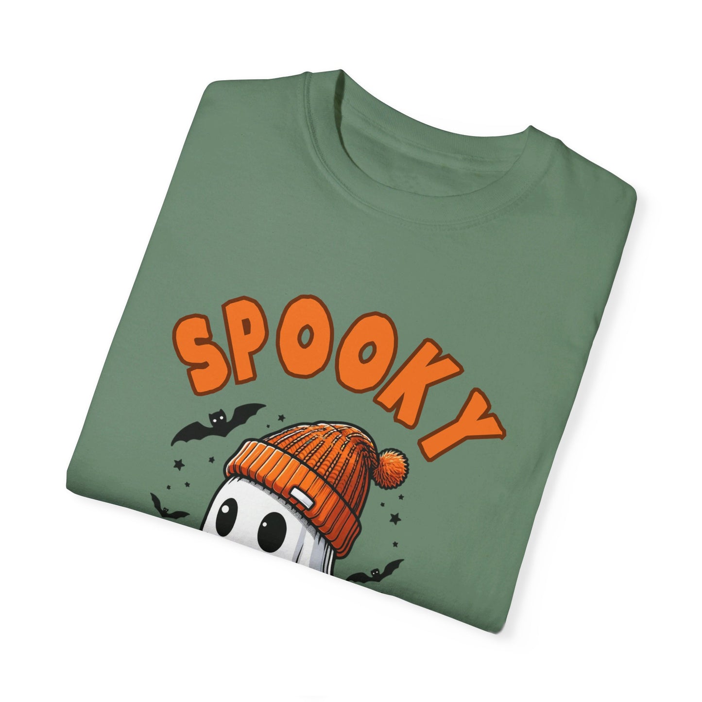 Spooky Ghost with Drink and Pumpkin Garment-Dyed T-shirt