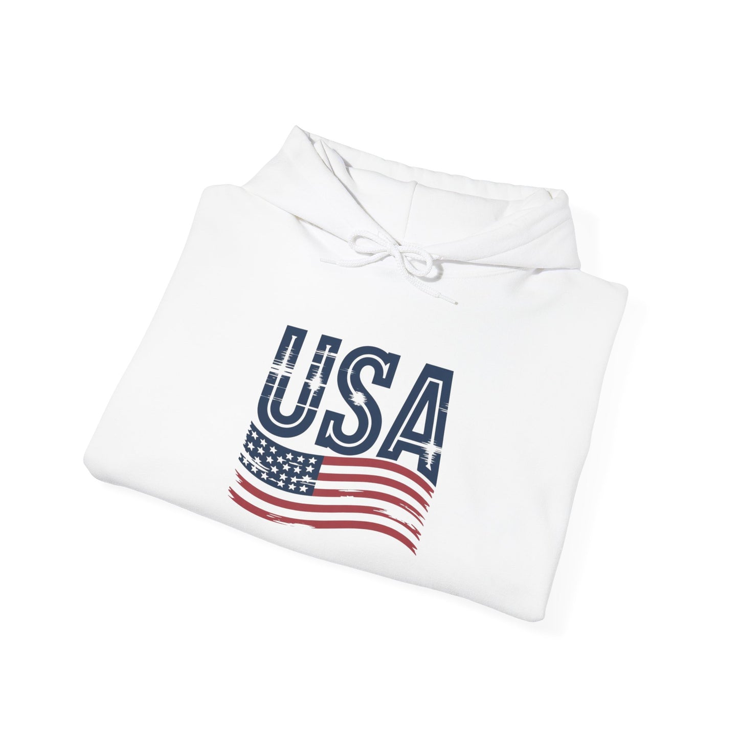 USA Flag Unisex Hoodie – Patriotic Heavy Blend Sweatshirt for Cozy Comfort