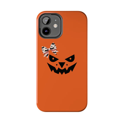 Pumpkin with Bat Bow Tough Phone Cases