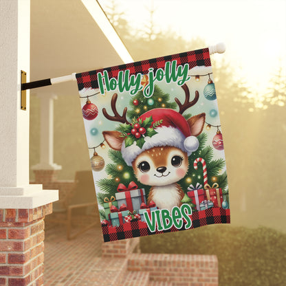 House Banner Christmas Deer Flag - Holly Jolly Vibes