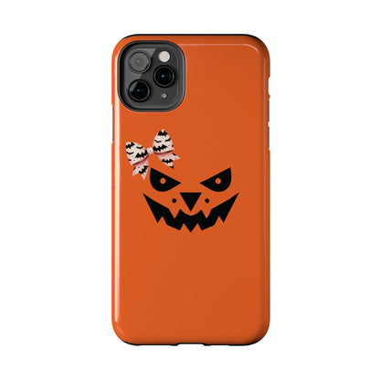 Pumpkin with Bat Bow Tough Phone Cases