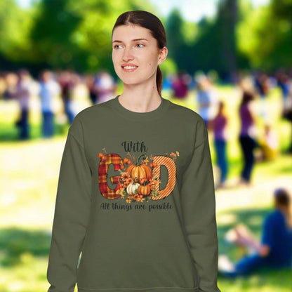 Pumpkin Sweatshirt for Fall with Inspirational Saying