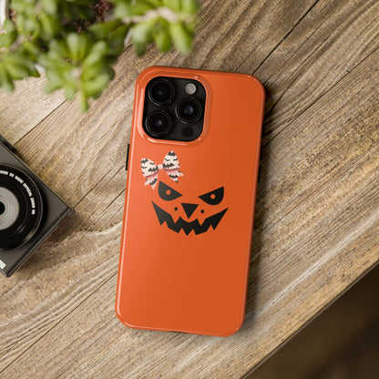 Pumpkin with Bat Bow Tough Phone Cases