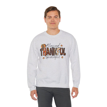 Blessed Thankful Grateful  Heavy Blend™ Crewneck Sweatshirt