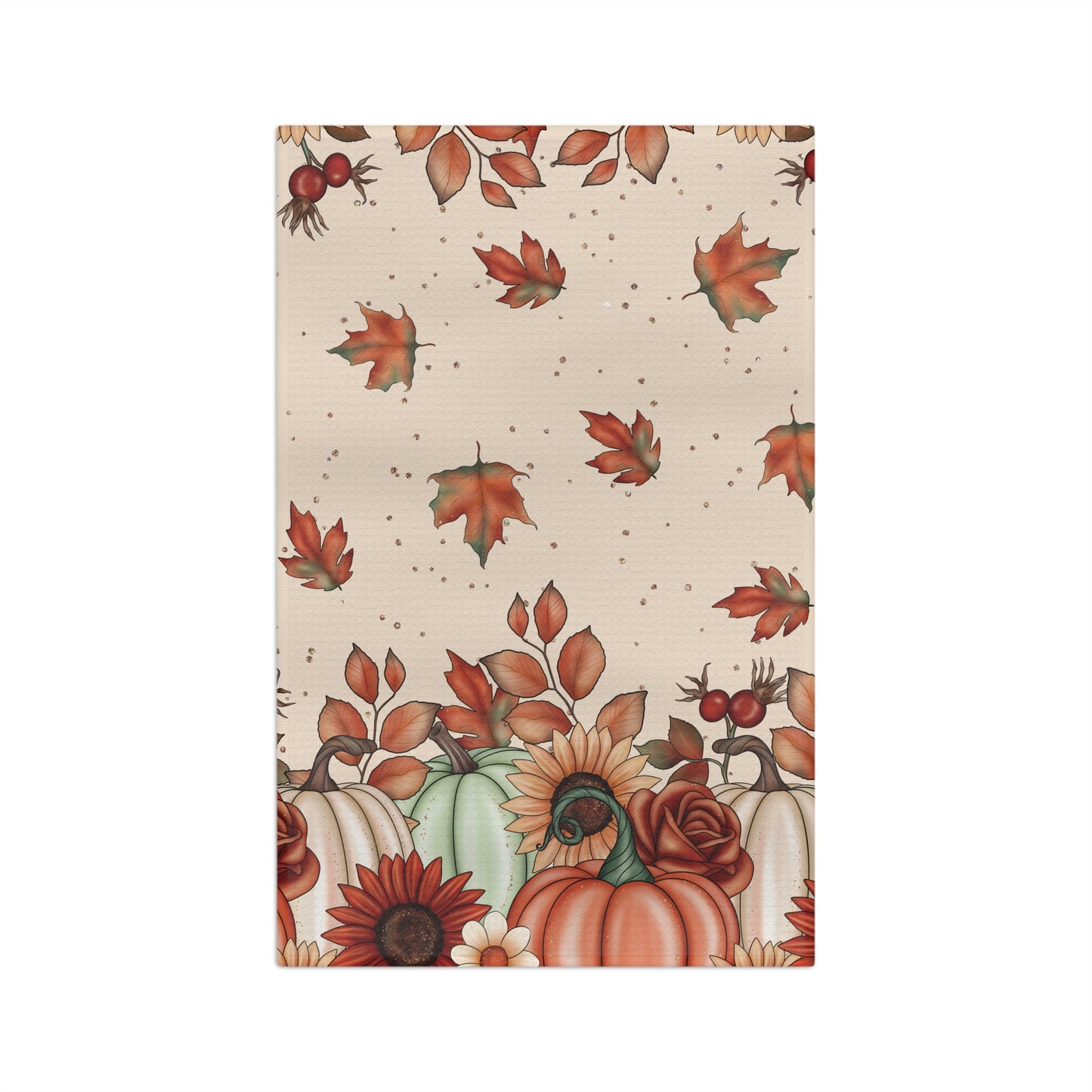 Fall Leaves and Pumpkins Microfiber Tea Towel