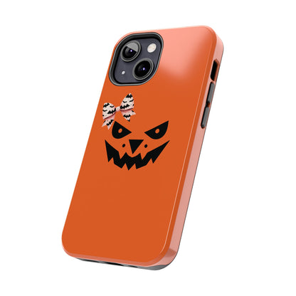 Pumpkin with Bat Bow Tough Phone Cases