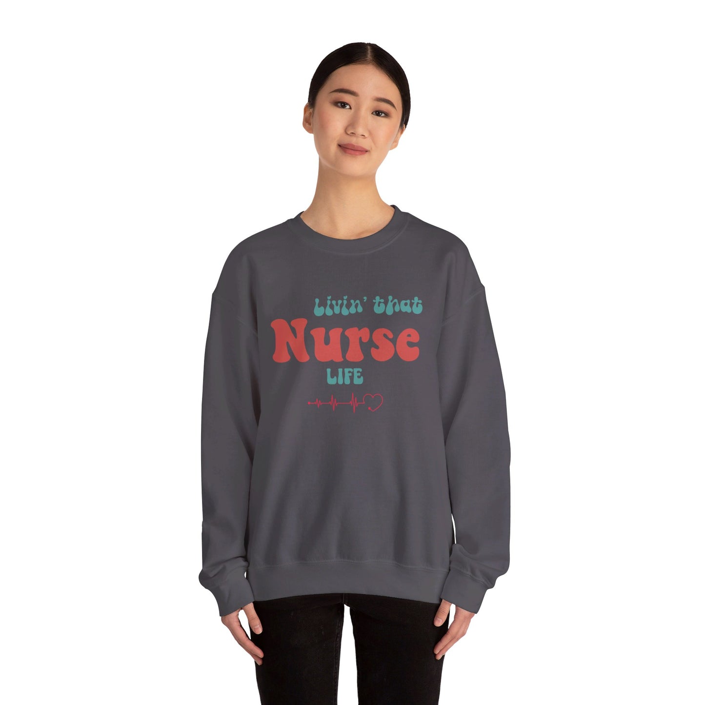 Livin' That Nurse Life Red Unisex Heavy Blend™ Crewneck Sweatshirt