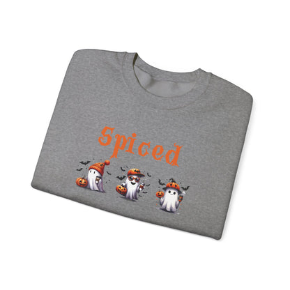 Spiced Boy Ghost Coffee Crewneck Sweatshirt with Pumpkins