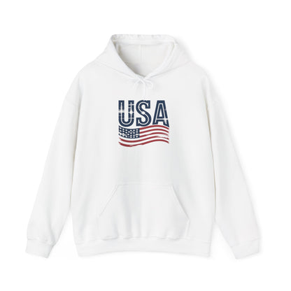 USA Flag Unisex Hoodie – Patriotic Heavy Blend Sweatshirt for Cozy Comfort