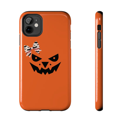 Pumpkin with Bat Bow Tough Phone Cases