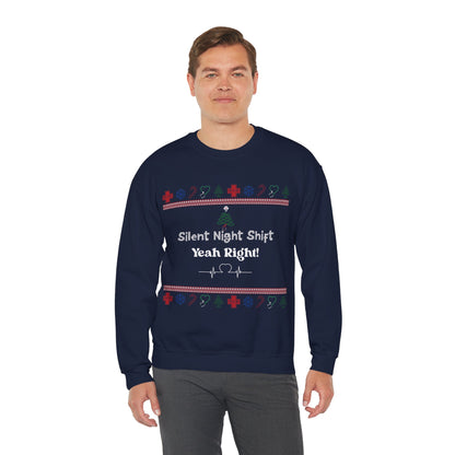 Festive Night Shift Sweatshirt, Perfect for Nurses, Holiday Gift, Ugly Sweater Party, Cozy Crewneck, Christmas Apparel