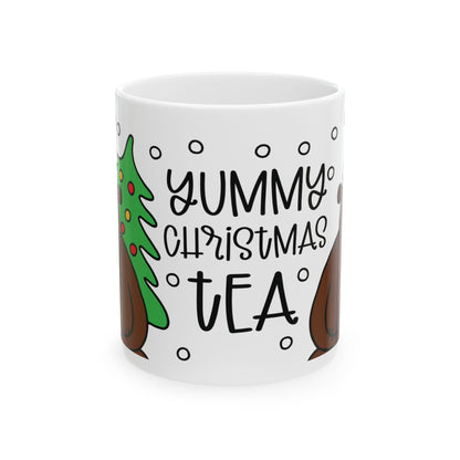 Christmas Bear Mug – "Yummy Christmas Tea" – Perfect Gift for Tea Lovers! Microwave & Dishwasher Safe Ceramic Mug, 11oz