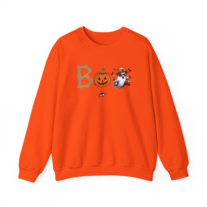 BOO Halloween Sweatshirt – Cute Ghost &amp; Pumpkin Unisex Crewneck for Spooky Season