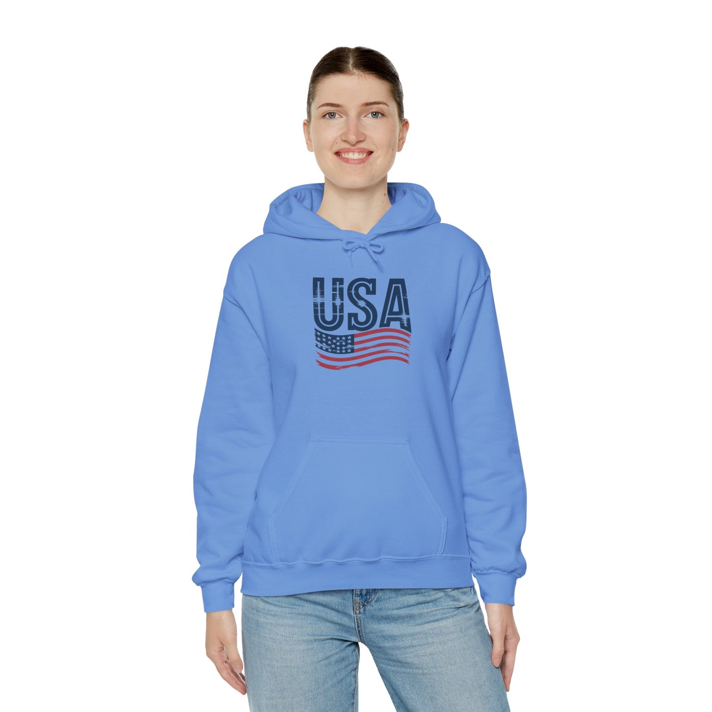 USA Flag Unisex Hoodie – Patriotic Heavy Blend Sweatshirt for Cozy Comfort