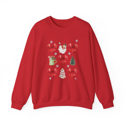 “Festive Santa & Bows” Sweatshirt – Cozy Unisex Blend for Holiday Cheer