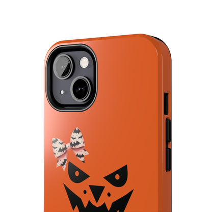 Pumpkin with Bat Bow Tough Phone Cases