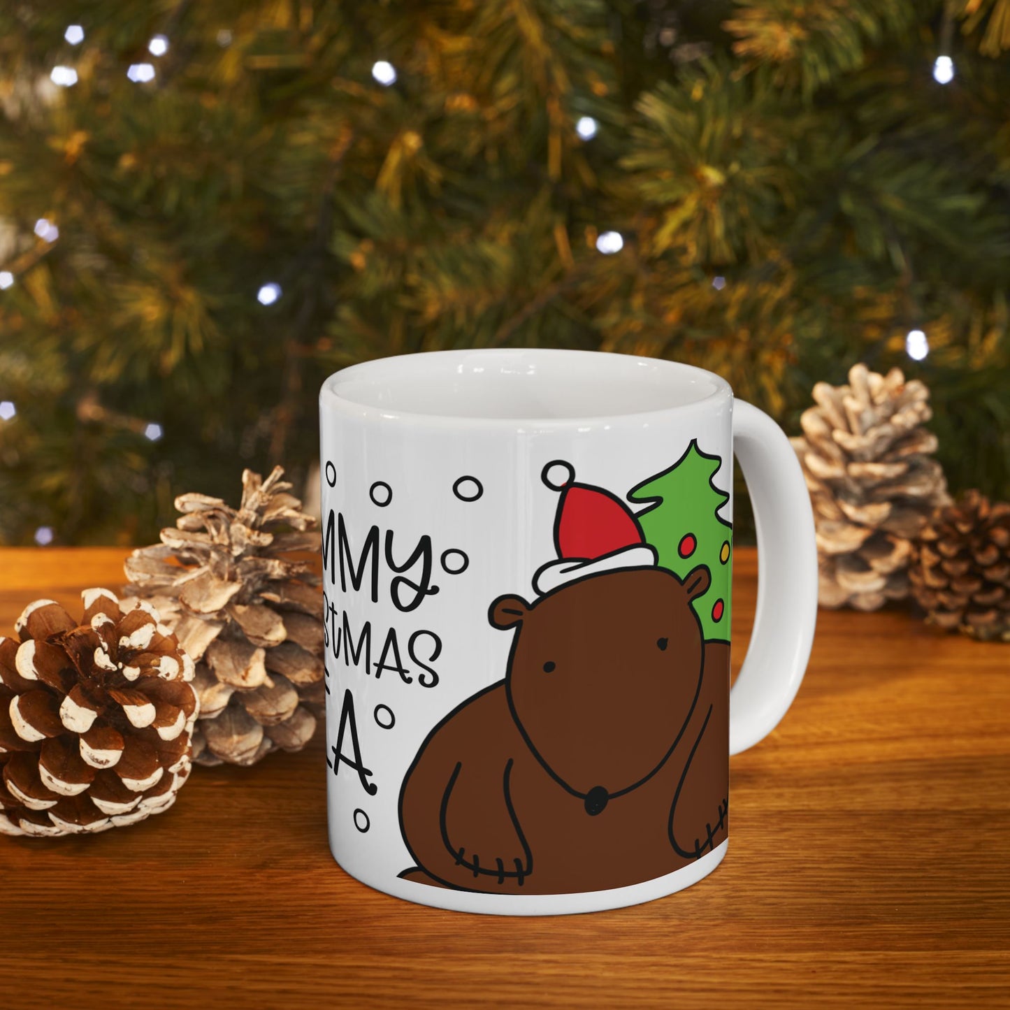 Christmas Bear Mug – "Yummy Christmas Tea" – Perfect Gift for Tea Lovers! Microwave & Dishwasher Safe Ceramic Mug, 11oz