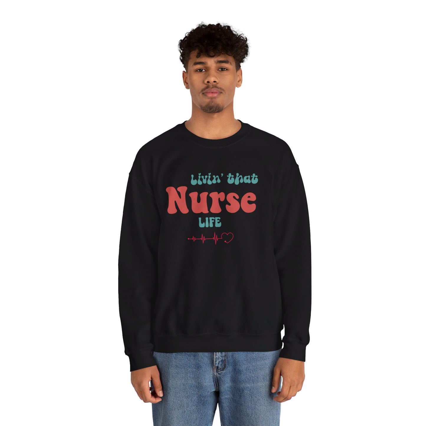 Livin' That Nurse Life Red Unisex Heavy Blend™ Crewneck Sweatshirt