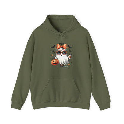 Halloween Bow Ghost Hoodie, Cozy Fall Sweatshirt, Cute Ghost Apparel