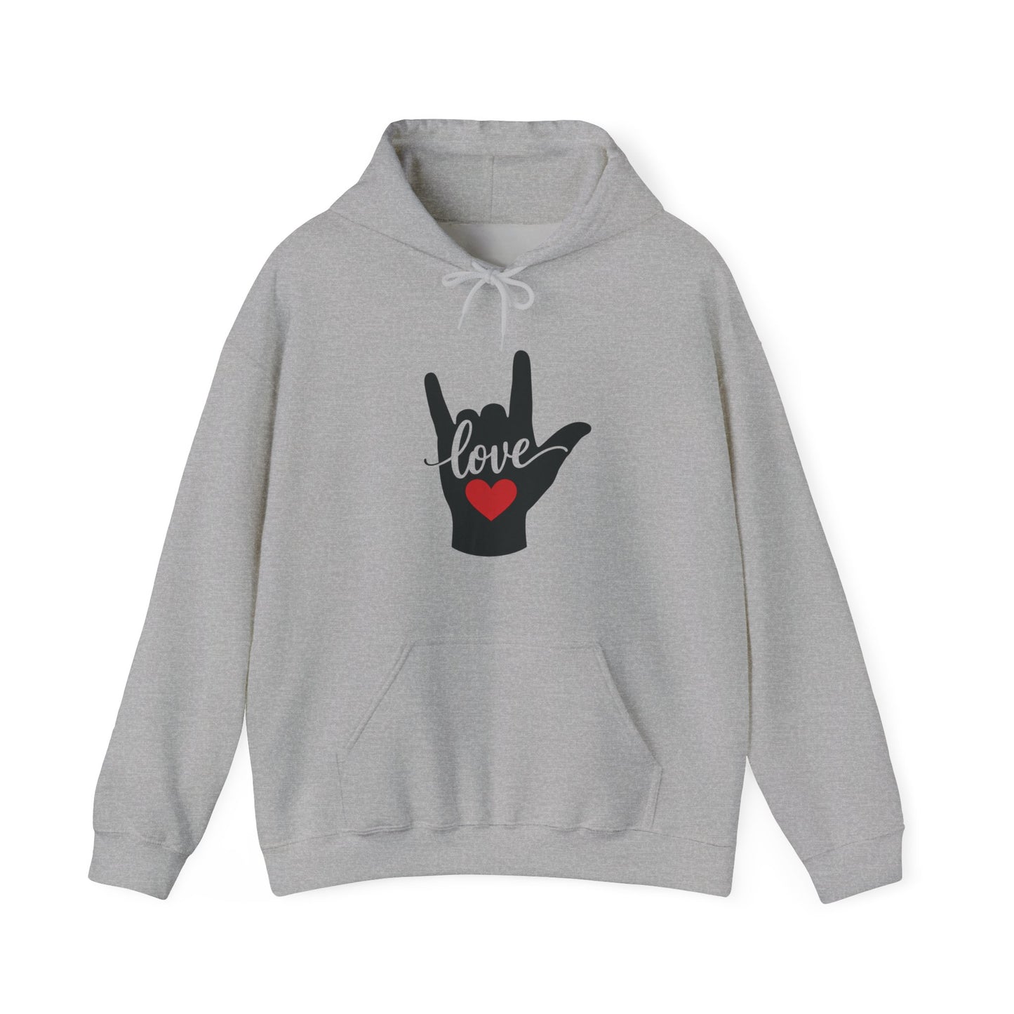 I Love You Sign Language Hoodie | ASL Love Heart Hooded Sweatshirt