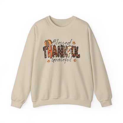 Blessed Thankful Grateful  Heavy Blend™ Crewneck Sweatshirt